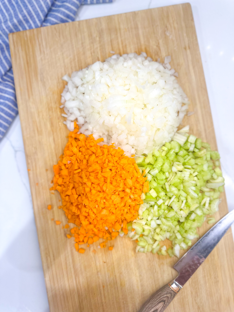 Diced vegetables for soffritto