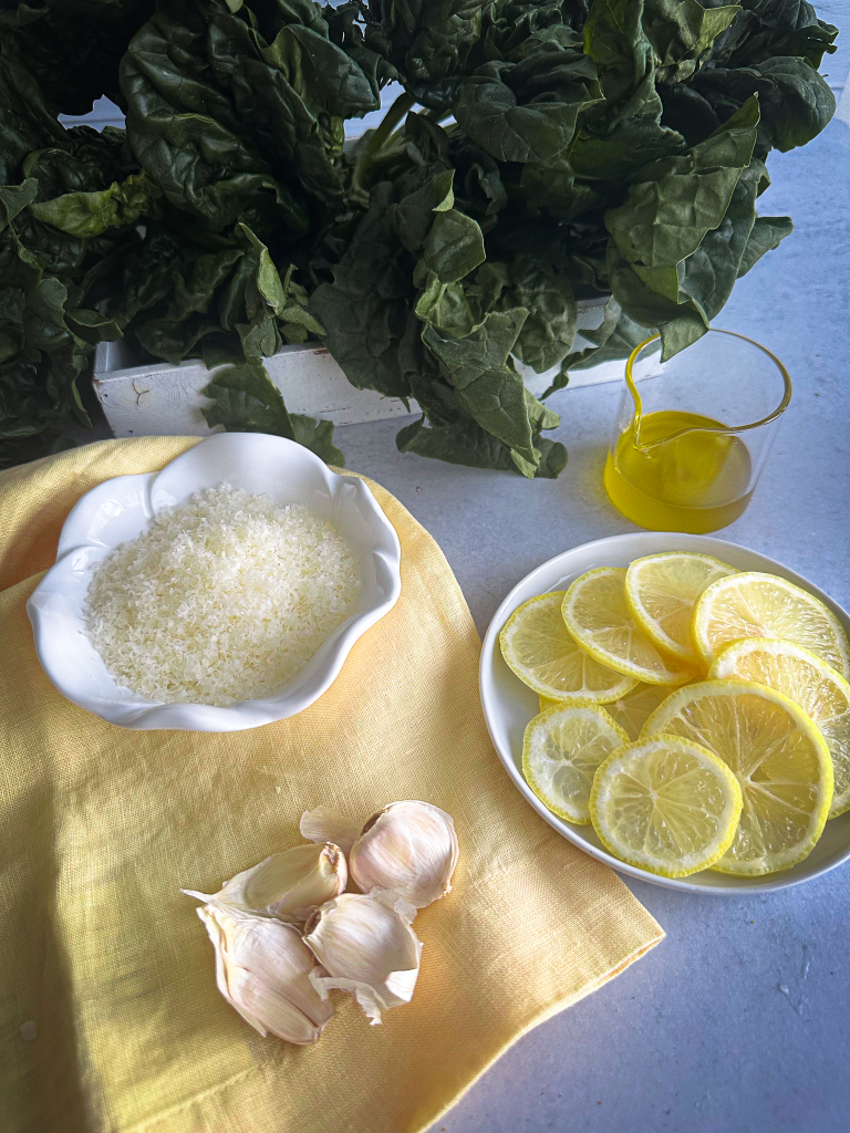 Ingredients to make Sautéed Spinach