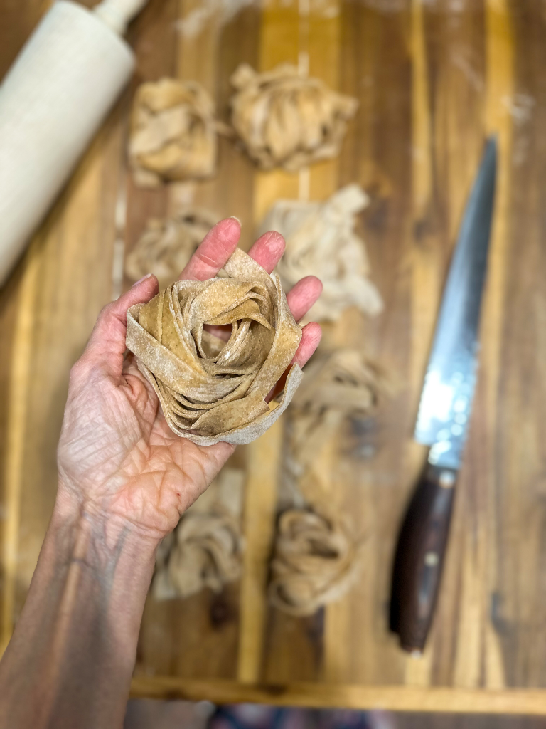 Nest of spelt tagliatelle