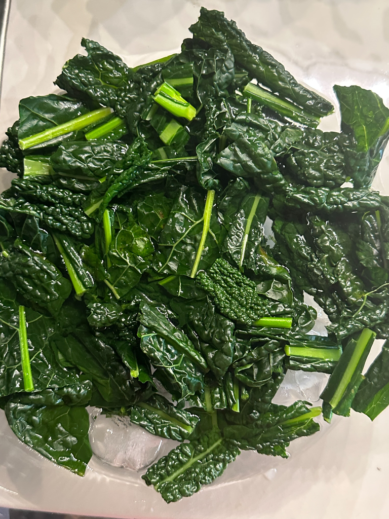 Kale in iced water