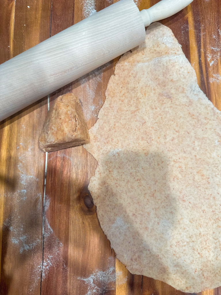 Spelt Tagliatelle Pasta  dough rolled out