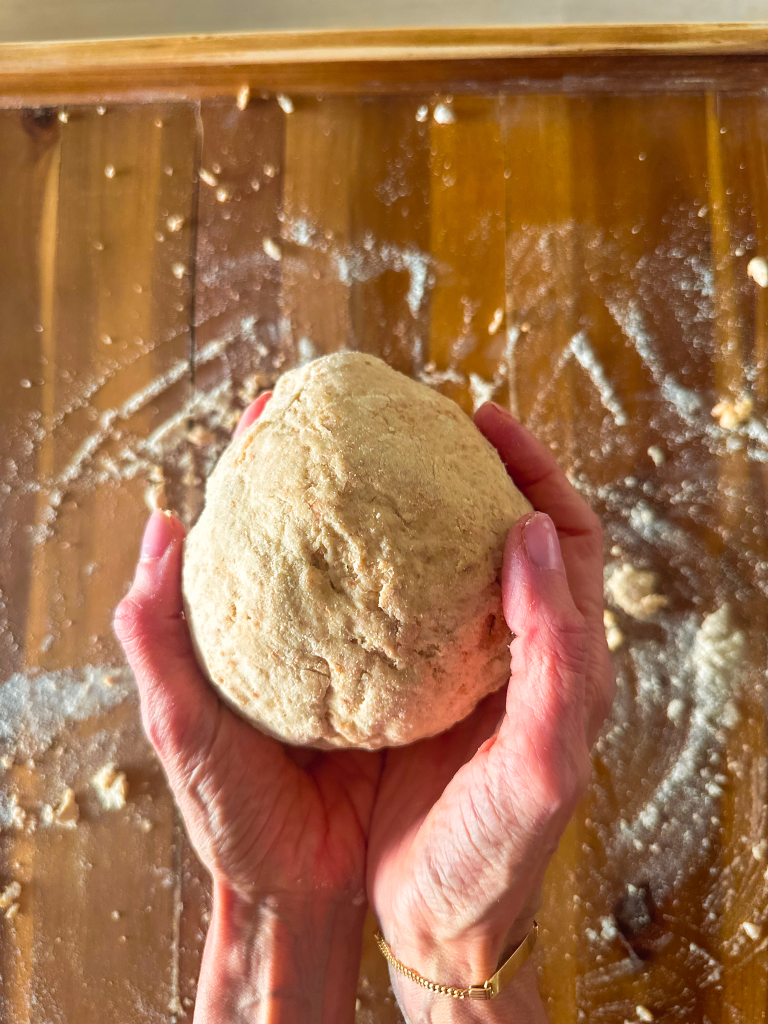 Spelt dough in hands