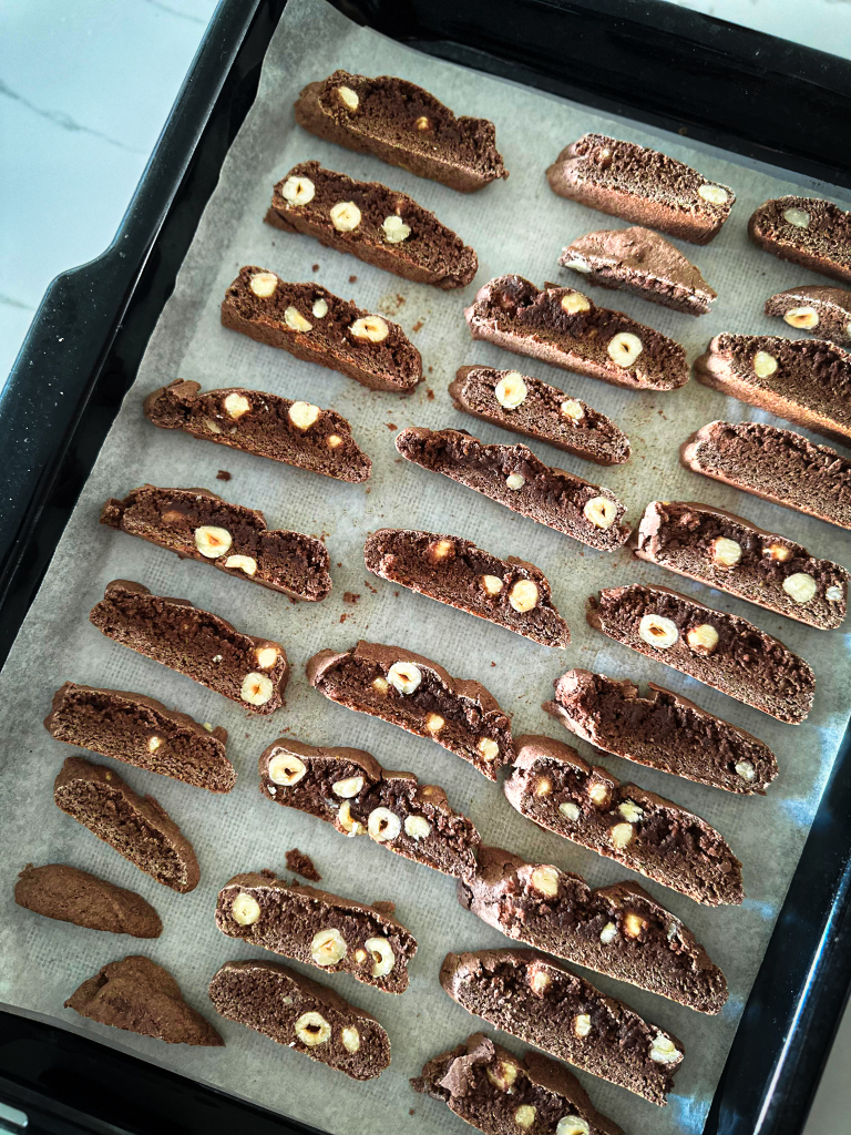 Cocoa and Hazelnut biscotti baked the second time.