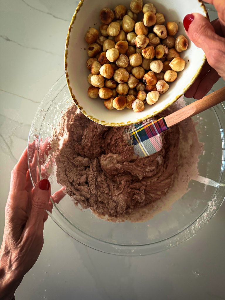Adding hazelnuts