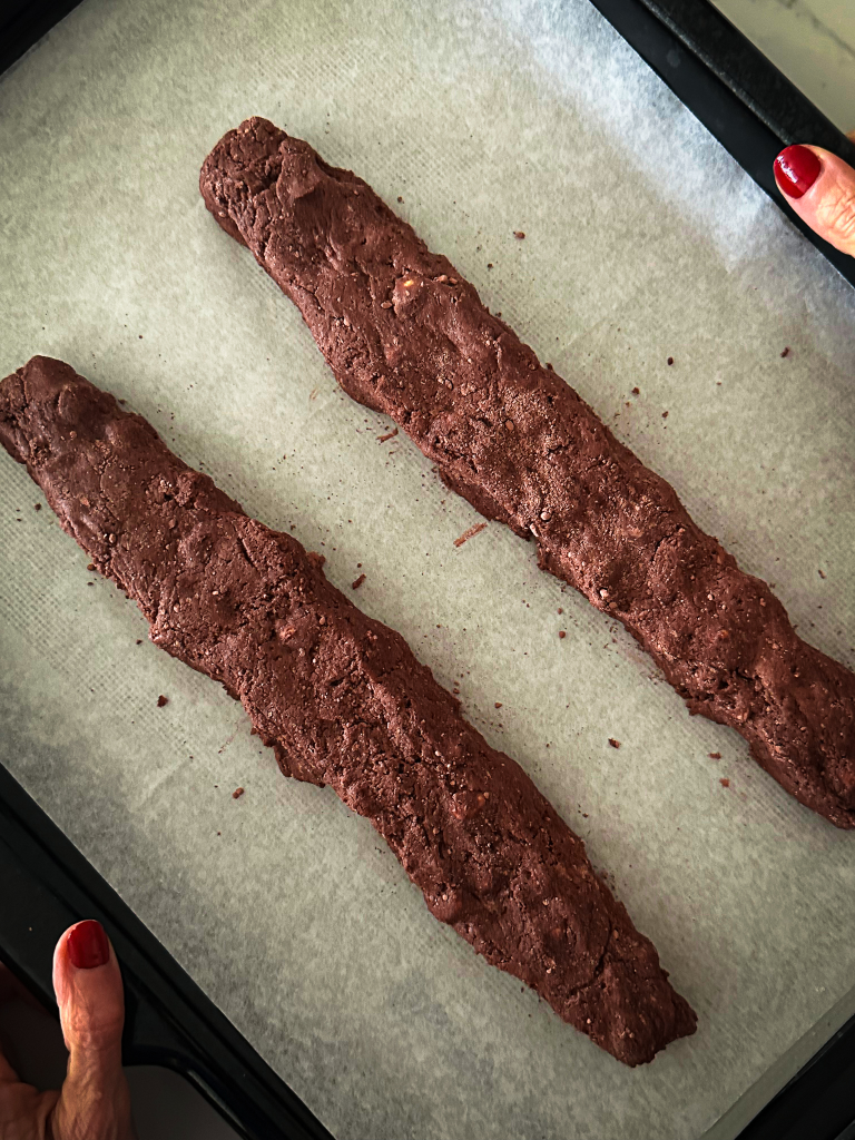 Los before the first bake for hazelnut biscotti