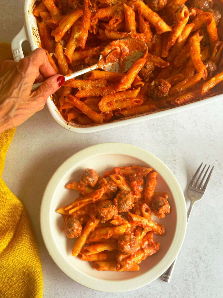 Serving Baked Pasta in plates