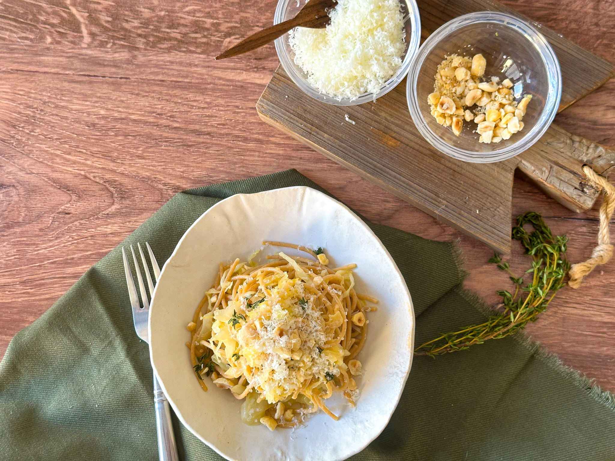 Caramelized Cabbage Pasta with Hazelnuts