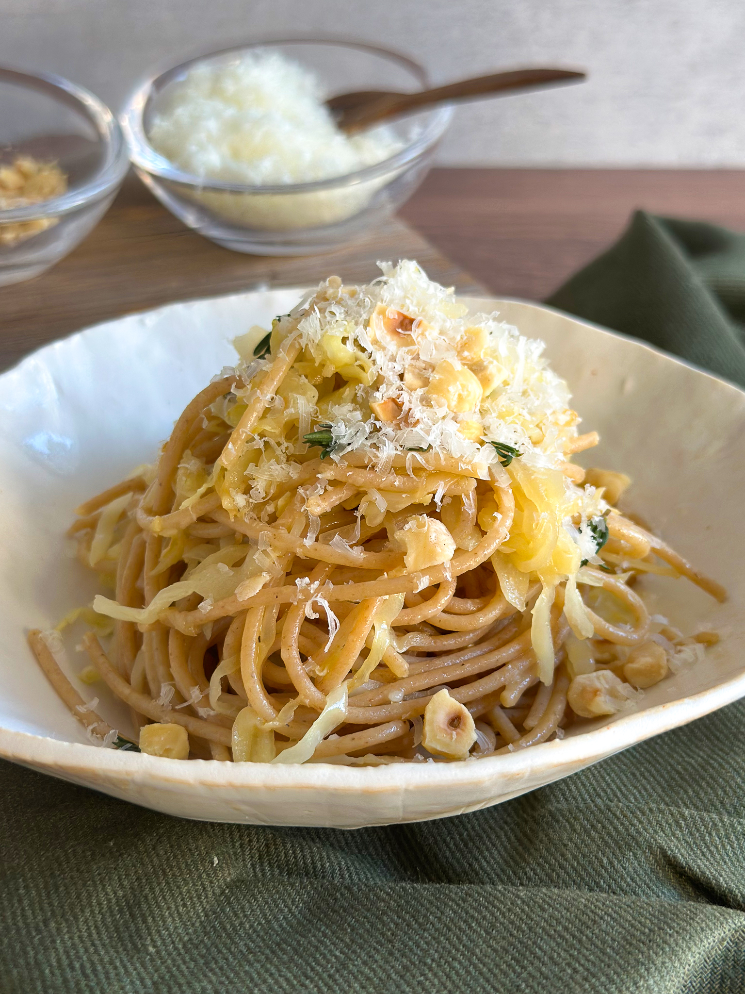Caramelized Cabbage Pasta plated in a bowl