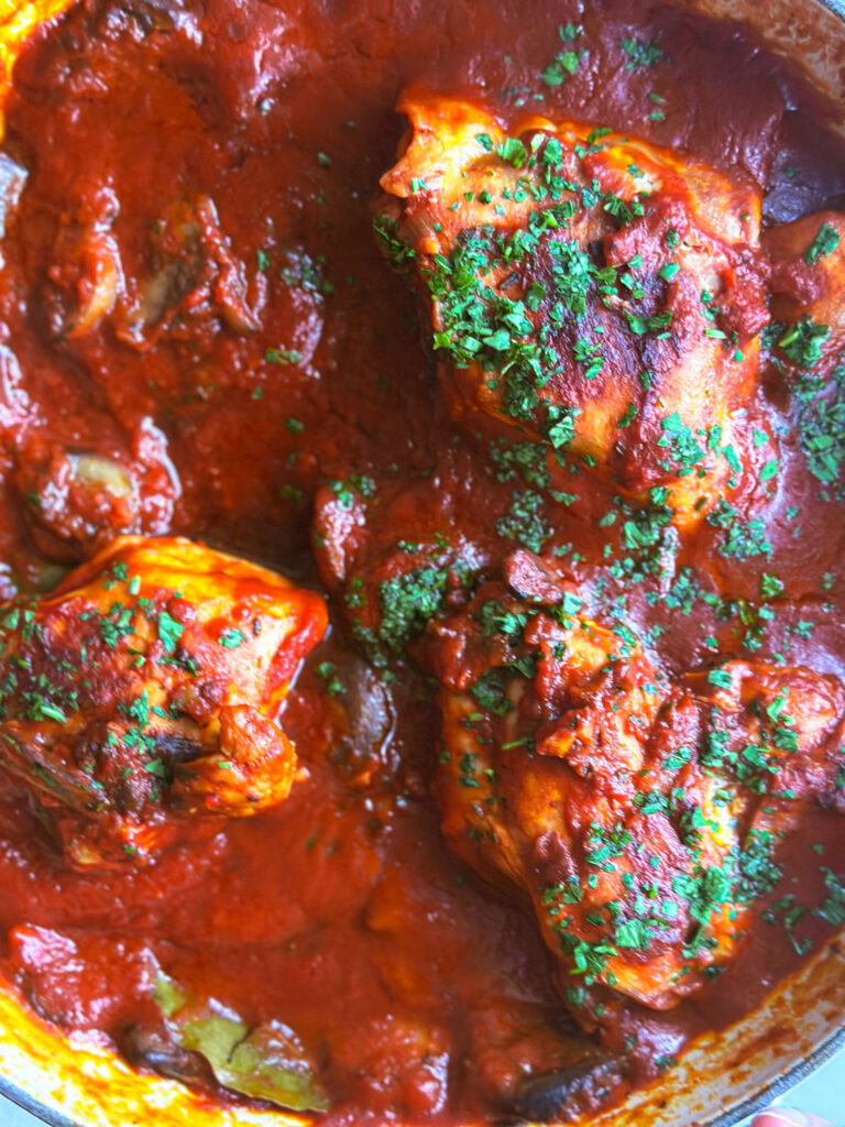 close up of Pollo alla Cacciatora texture