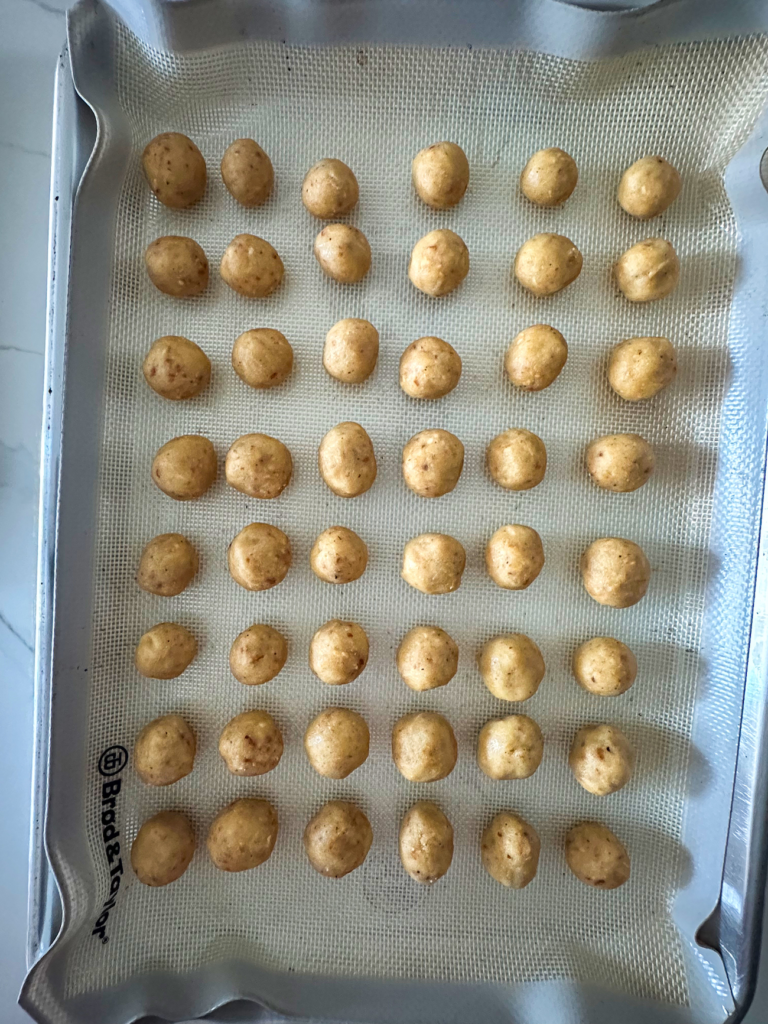 Baci dama before baking on a tray