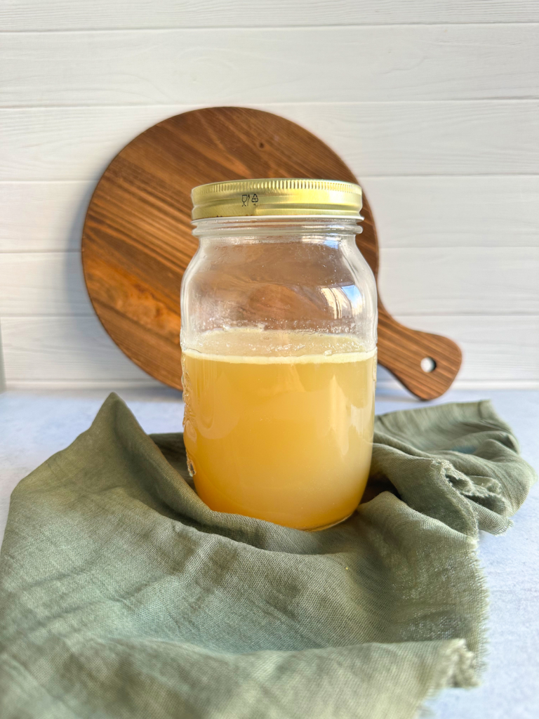 Traditional Italian chicken broth after one night in refrigerator