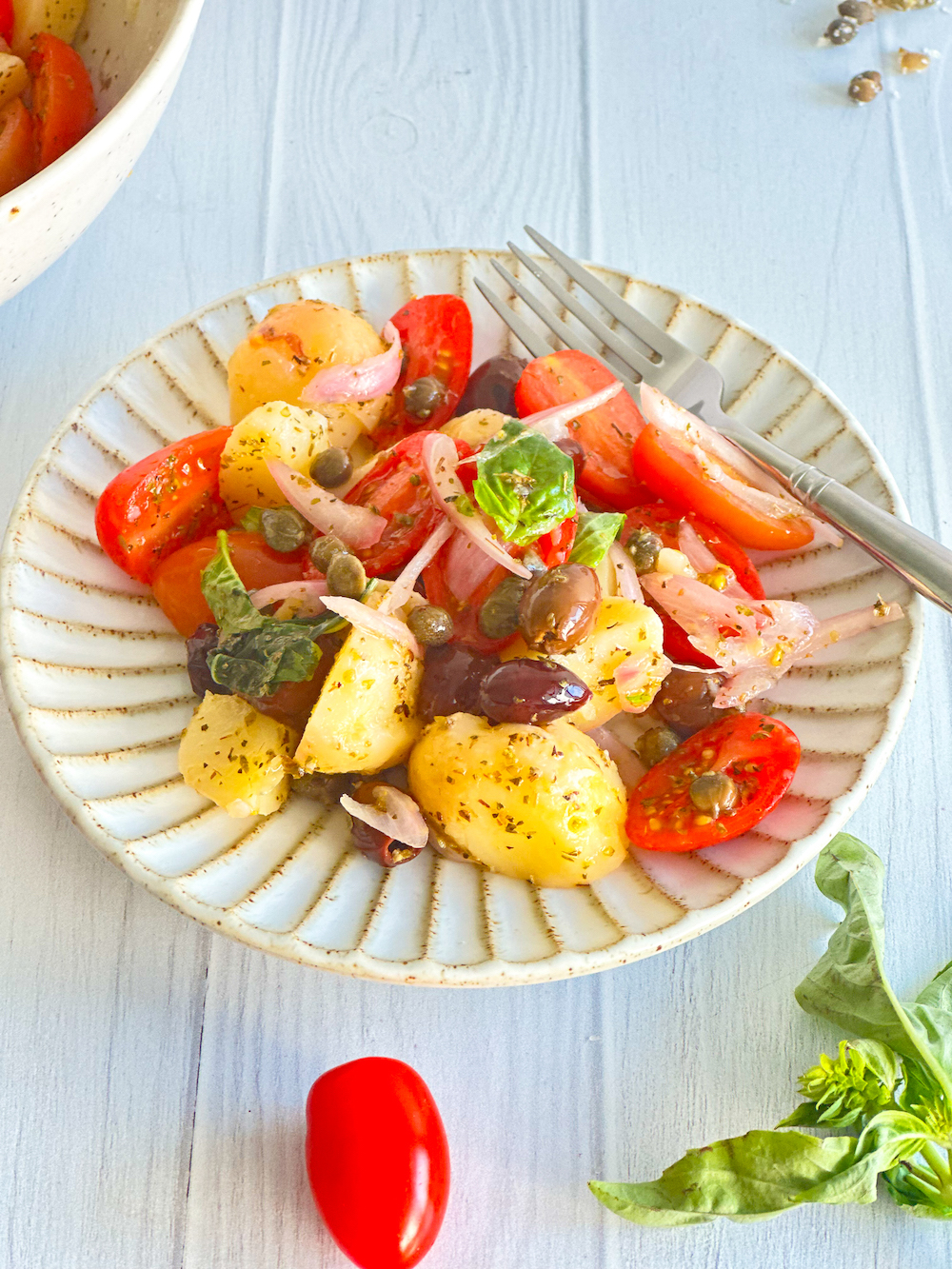 Plate of Insalata Pantesca aka Sicilian Potato Salad